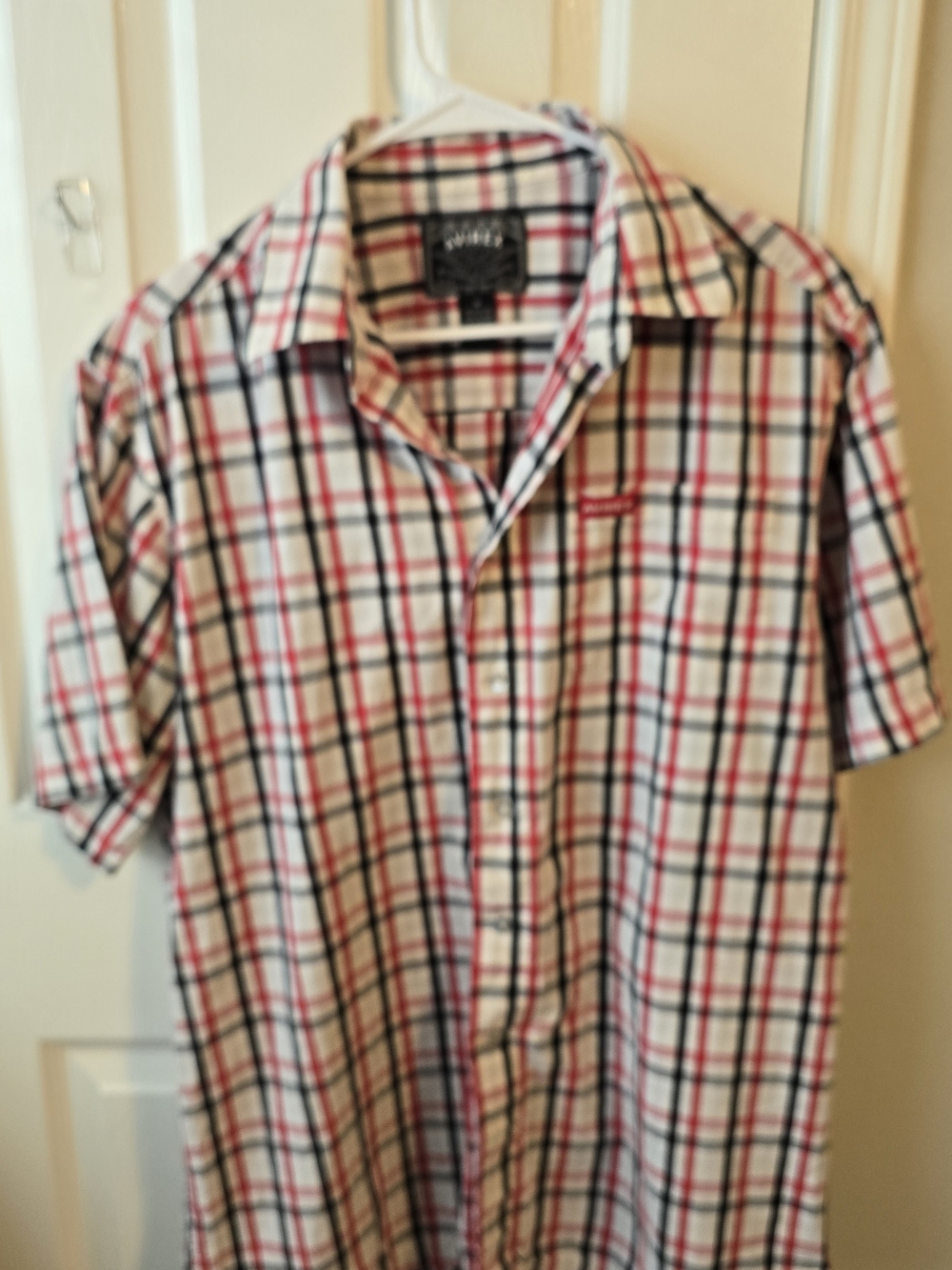 Vintage Avirex Mens Plaid Short Sleeve Button Down Shirt Size M